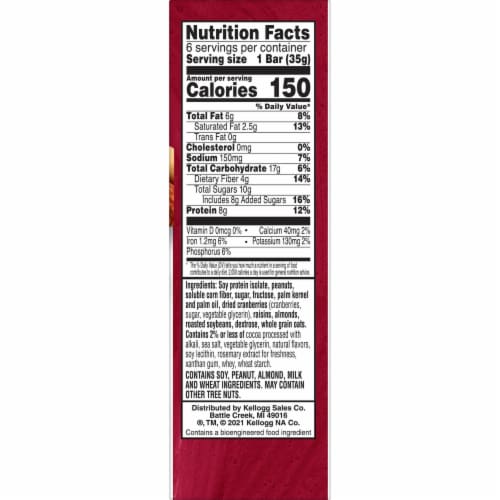 Kellogg's Special K Fruit and Salted Nut Protein Energy Bars Perspective: bottom