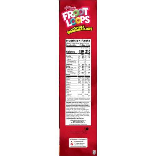 Kellogg's Froot Loops Original with Spooky Marshmallows Cold Breakfast Cereal Family Size Perspective: bottom