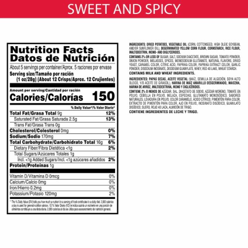 Pringles® Wavy Sweet and Spicy BBQ Potato Crisps Chips Perspective: bottom