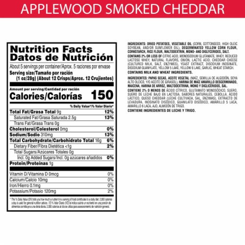 Pringles® Wavy Applewood Smoked Cheddar Potato Crisps Chips Perspective: bottom