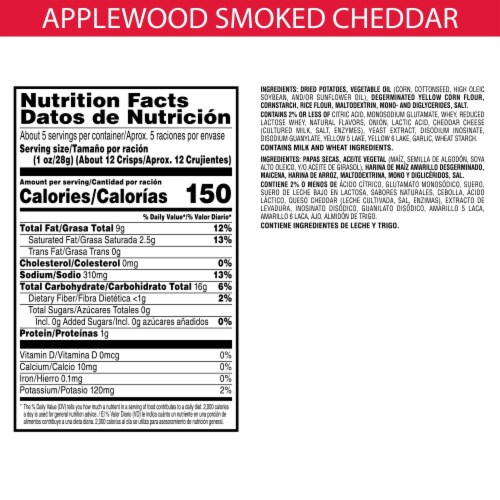 Pringles® Wavy Applewood Smoked Cheddar Potato Crisps Chips Perspective: bottom