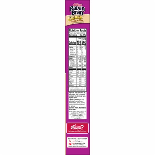 Kellogg's Raisin Bran Crunch Breakfast Cereal Vanilla Almond Perspective: bottom