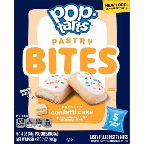 Pop-Tarts Bites Frosted Confetti Cake Baked Pastry Bites Perspective: bottom