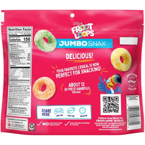 Kellogg's® Froot Loops Jumbo Snax Cereal Perspective: bottom