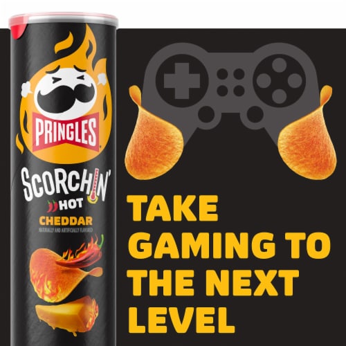 Pringles Scorchin' Cheddar Potato Crisps Chips Perspective: bottom
