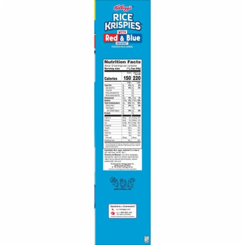 Kellogg's Rice Krispies Original with Red and Blue Krispies Breakfast Cereal Family Size Perspective: bottom
