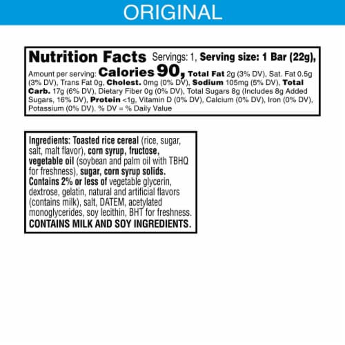 Kellogg's Rice Krispies Treats Original Marshmallow Treat Bars Perspective: bottom