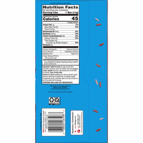 Kellogg's Rice Krispies Treats Original with Holiday Sprinkles Mini Marshmallow Snack Bars Perspective: bottom