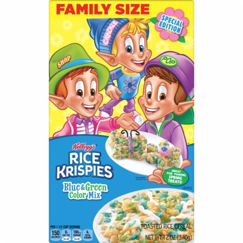 Kellogg's® Rice Krispies Blue and Green Color Mix Family Size Cereal Perspective: bottom