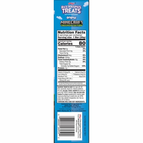 Kellogg's Rice Krispies Treats Minecraft Creeper Edition Original Marshmallow Snack Bars Perspective: bottom