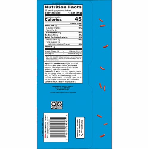Kellogg's Rice Krispies Treats Original with Holiday Sprinkles Mini Marshmallow Cereal Bars Perspective: bottom