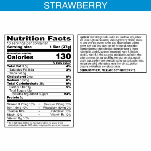 nutri grain strawberry nutrition facts