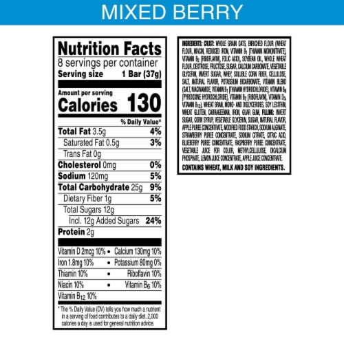 Nutri-Grain Mixed Berry Soft Baked Breakfast Bars Perspective: bottom