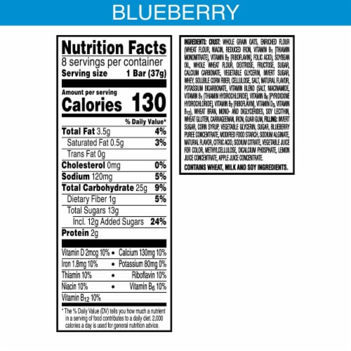 Kellogg's Nutri-Grain Blueberry Breakfast Bars Perspective: bottom