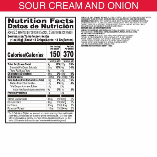 Pringles® Sour Cream and Onion Grab N' Go Potato Crisps Chips Perspective: bottom