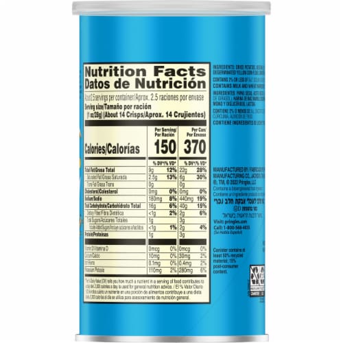 Pringles® Salt and Vinegar Grab and Go Snack Pack Potato Crisps Chips Perspective: bottom