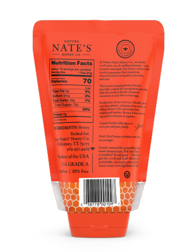 Nature Nate's® 100% Pure Raw & Unfiltered Honey Squeeze Pouch Perspective: bottom