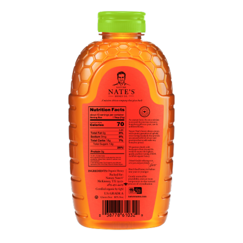 Nature Nate's Organic Raw & Unfiltered Honey Perspective: bottom