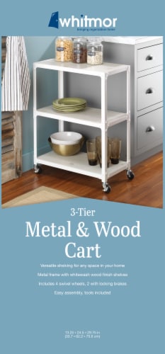 Whitmor 3 Tier Metal & Wood Cart - White Perspective: bottom