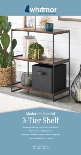 Whitmor Modern Industrial 3-Tier Shelves - Black/Brown Perspective: bottom