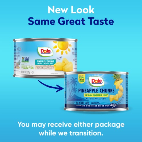 Dole® Canned Pineapple Chunks Fruit In 100% Pineapple Juice Perspective: bottom