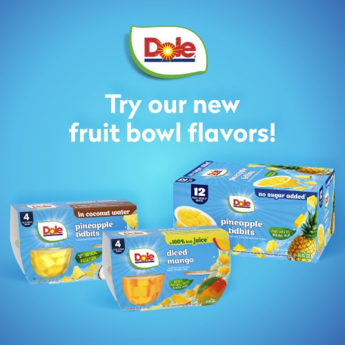 Dole® Fruit Bowls® Diced Peaches with No Sugar Added Cups Perspective: bottom
