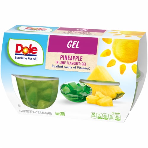DOLE® Fruit Bowls® Pineapple in Lime Flavored Gel Cups Perspective: bottom