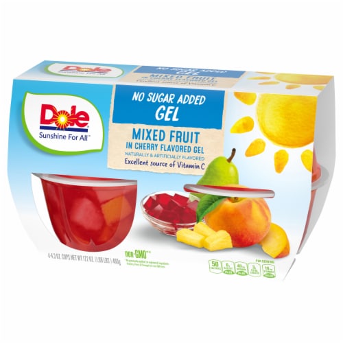 DOLE® Fruit Bowls® No Sugar Added Mixed Fruit in Cherry Flavored Gel Cups Perspective: bottom