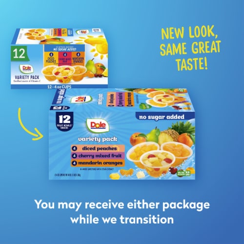 Dole® Fruit Bowls® Variety Pack With No Sugar Added Cups Perspective: bottom