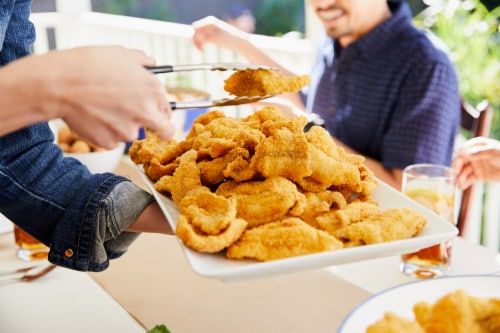 Louisiana Fish Fry Products Seasoned Fish Fry Seafood Breading Mix Perspective: bottom