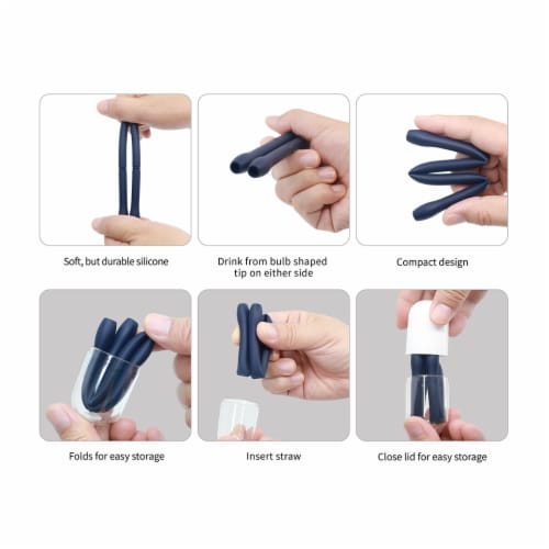 Grand Fusion Reuseable Silicone Travel Straw & Brush 3 Pack - Purple Perspective: bottom