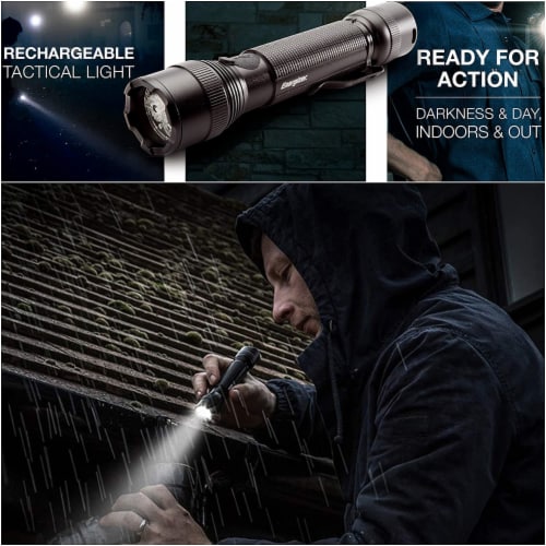 Energizer TAC-R 700 Rechargeable Tactical Metal LED Flashlight 700 Lumens Perspective: bottom