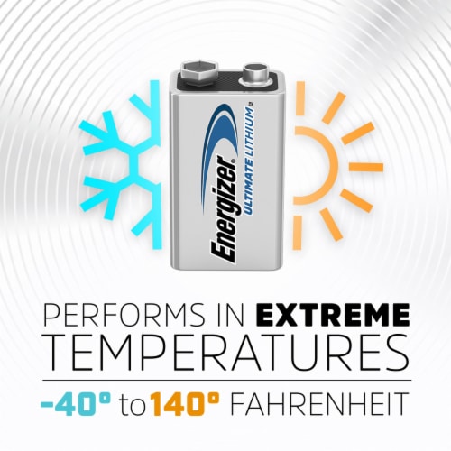 Energizer Lithium 9V Batteries 2 Pack, Lithium 9 Volt Batteries Perspective: bottom
