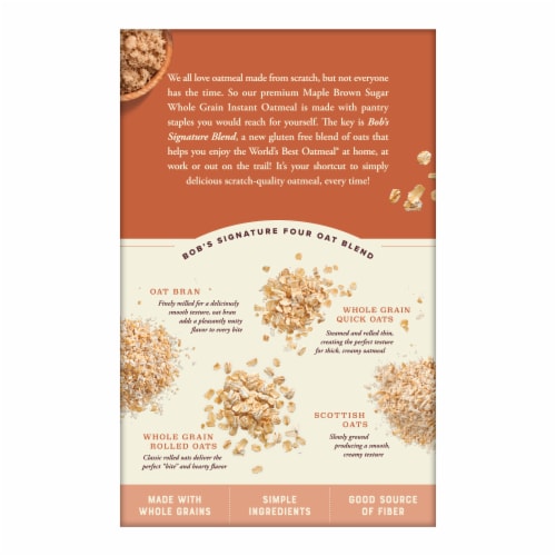 Bob's Red Mill Whole Grain Maple Brown Sugar Instant Oatmeal Packets Perspective: bottom