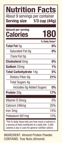 Bob's Red Mill Almond Protein Powder Perspective: bottom
