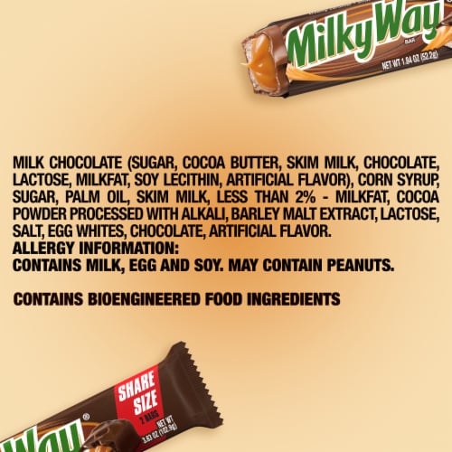 Milky Way Milk Chocolate Caramel Candy Share Size Bars Perspective: bottom