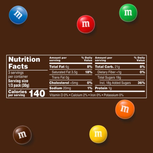 M&M'S Milk Chocolate Candy Share Size Bag Perspective: bottom