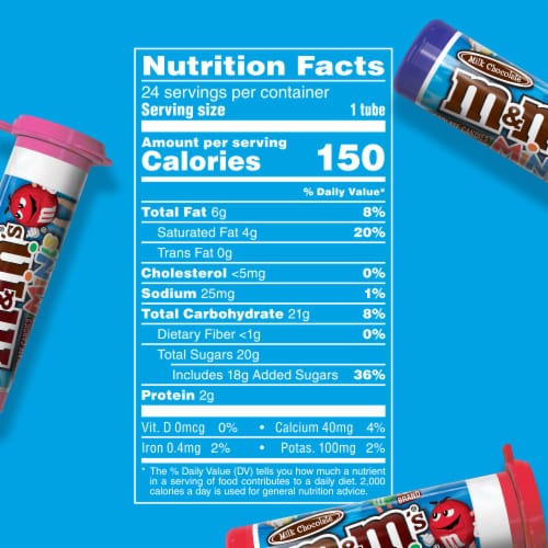 M&M'S Milk Chocolate MINIS Size Candy 1.77-Ounce Tube 24-Count