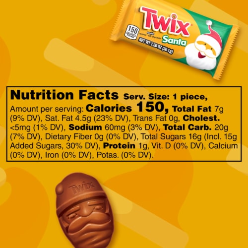 Twix Caramel Cookie Santa Full Size Christmas Chocolate Candy Bar Perspective: bottom