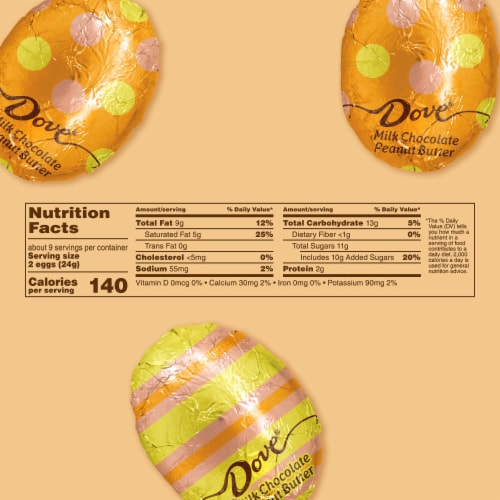 Dove Promises Milk Chocolate Peanut Butter Easter Candy Eggs Individually Wrapped Bag Perspective: bottom