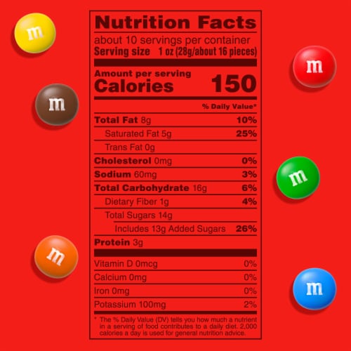 M&M'S Peanut Butter Milk Chocolate Candy Sharing Size Bag Perspective: bottom