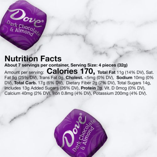 Dove Promises Individually Wrapped Dark Chocolate Almond Candy Bag Perspective: bottom
