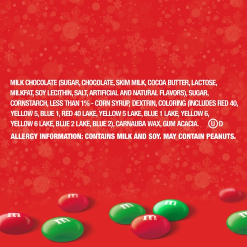 M&M'S Holiday Milk Chocolate Christmas Candy Bag Perspective: bottom