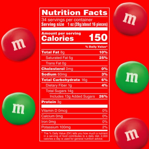 M&M'S Holiday Peanut Butter Milk Chocolate Candy Christmas Assortment Bag Perspective: bottom