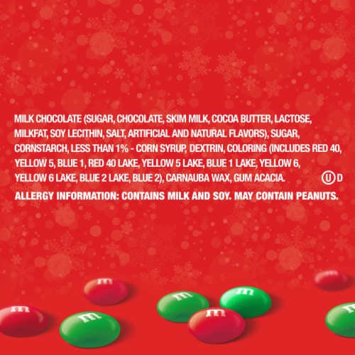 M&M'S Milk Chocolate Christmas Candy Resealable Bag Perspective: bottom