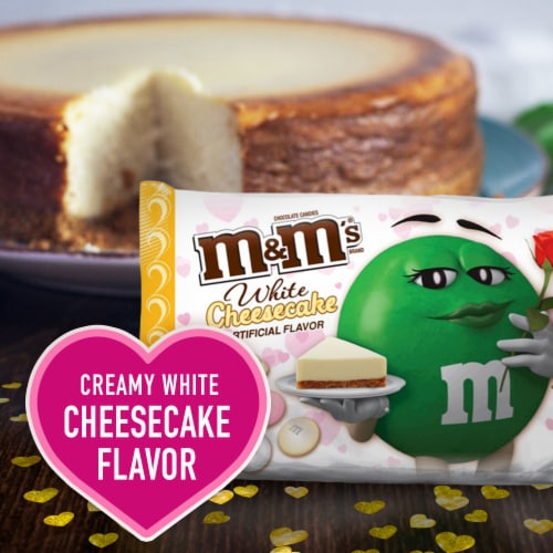 M&M'S White Chocolate Cheesecake Valentine Candy Bag Perspective: bottom
