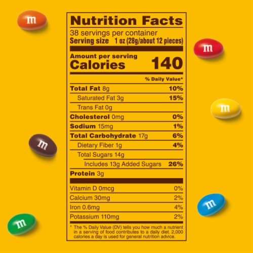M&M'S Peanut Milk Chocolate Candy Party Size Bag Perspective: bottom