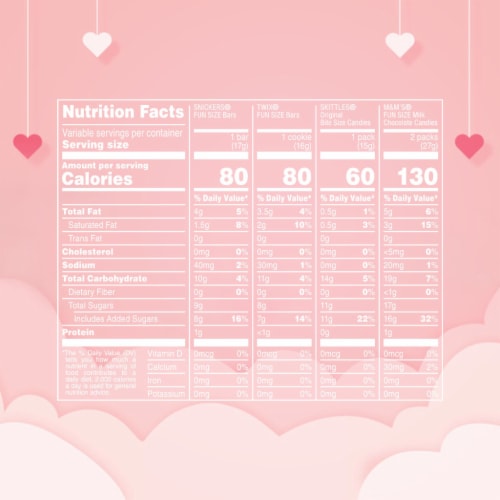 M&M'S Snickers Skittles & Twix Valentine's Day Candy Variety Pack Bulk Bag Perspective: bottom