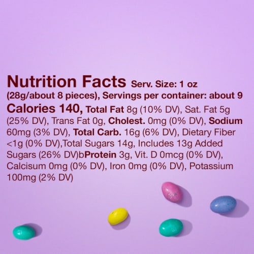 M&M'S Peanut Butter Chocolate Speckled Easter Egg Candy Bag Perspective: bottom