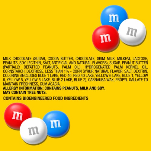 M&M'S Peanut Butter Red White & Blue Chocolate Summer Candy Party Size Bag Perspective: bottom